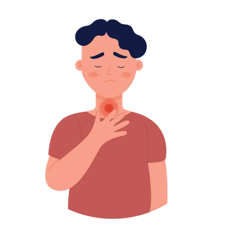 Man with sore throat  Illustration