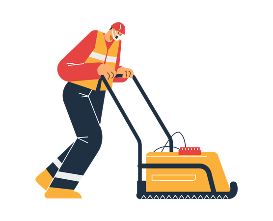 Man with special machine for road repair  Illustration