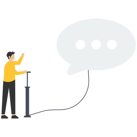 Man with speech bubbles expressing and speaking  Illustration