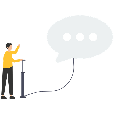 Man with speech bubbles expressing and speaking  Illustration