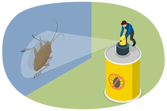 3 D Isometric Flat Vector Conceptual Illustration Of Pest Control Spray Against Ticks Illustration