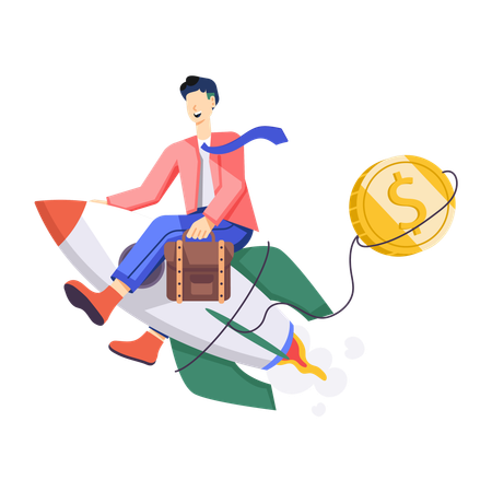 Man with Startup Cost  Illustration