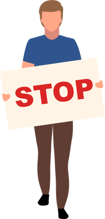 Man with stop placard Illustration