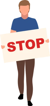 Man with stop placard  Illustration