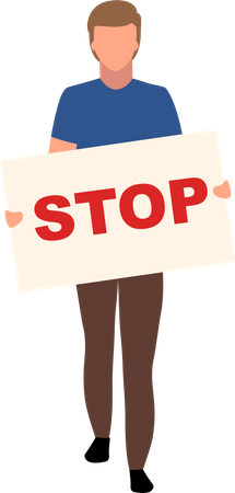 Man with stop placard  Illustration