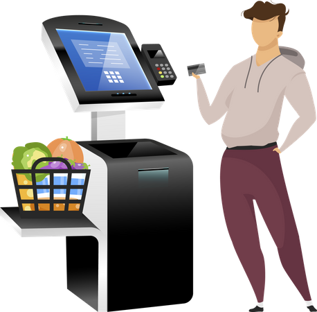 Man with store terminal  Illustration