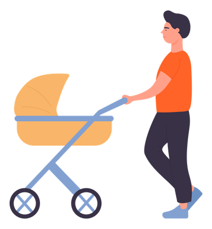 Man with stroller  Illustration