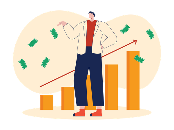 Man with successful investment  Illustration