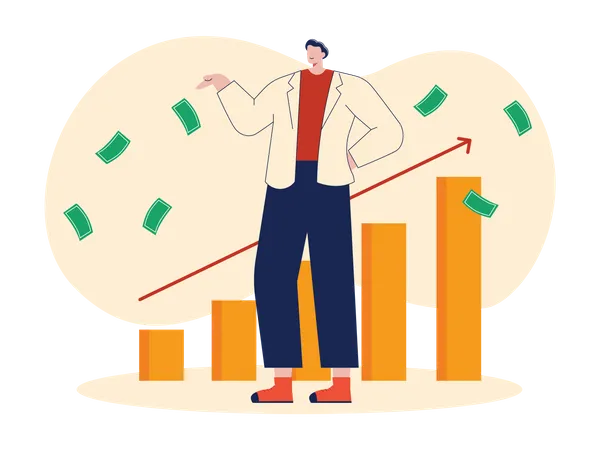 Man with successful investment  Illustration