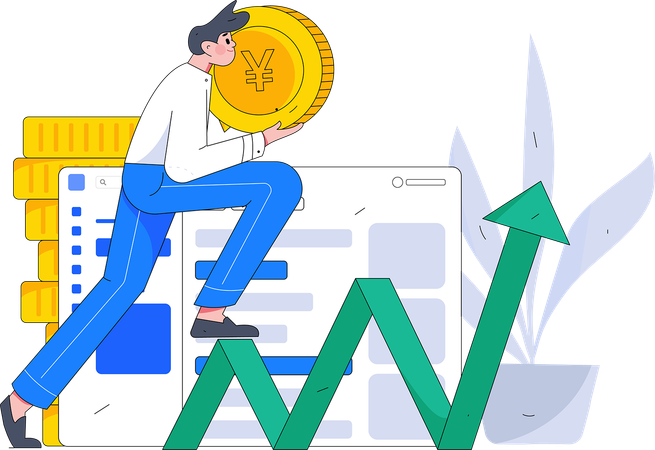 Man with successful investment  Illustration