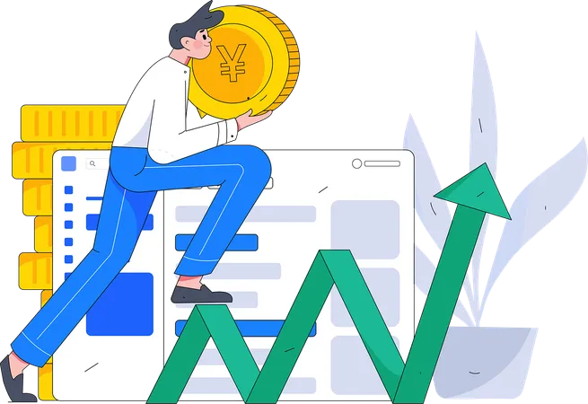 Man with successful investment  Illustration