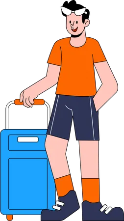 Man with Suitcase Illustration