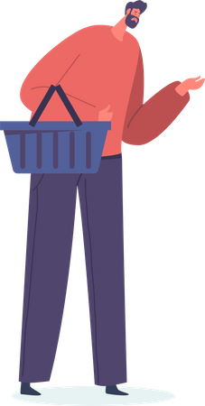 Man With Supermarket Basket  Illustration