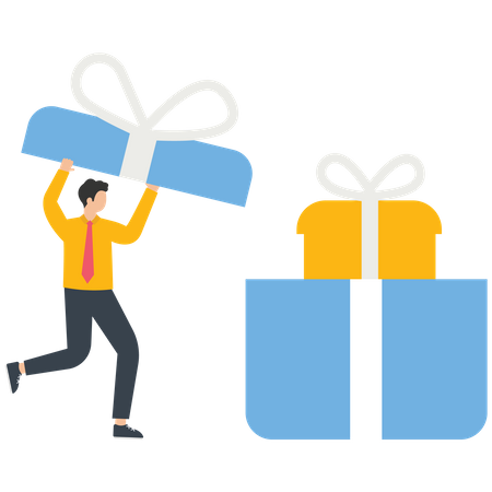 MAn with Surprise Gift  Illustration