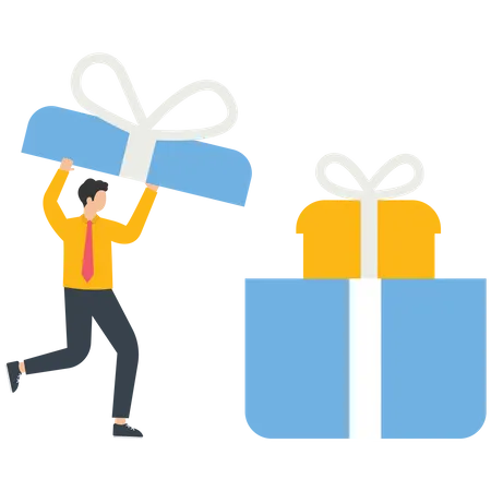 MAn with Surprise Gift  Illustration