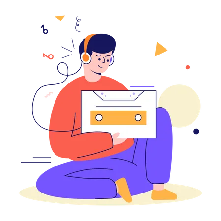 Man with tape recorder  Illustration