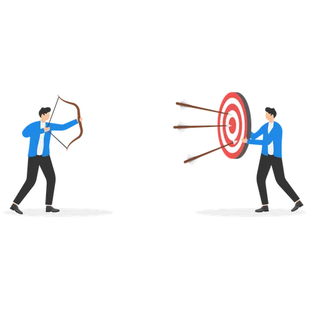 Man with target and arrows in it on back  Illustration