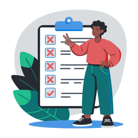 Man with Task Failure list  Illustration