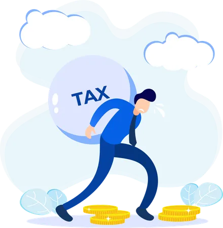 Man with tax burden  Illustration