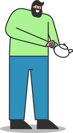 Man with Tea Pot Illustration