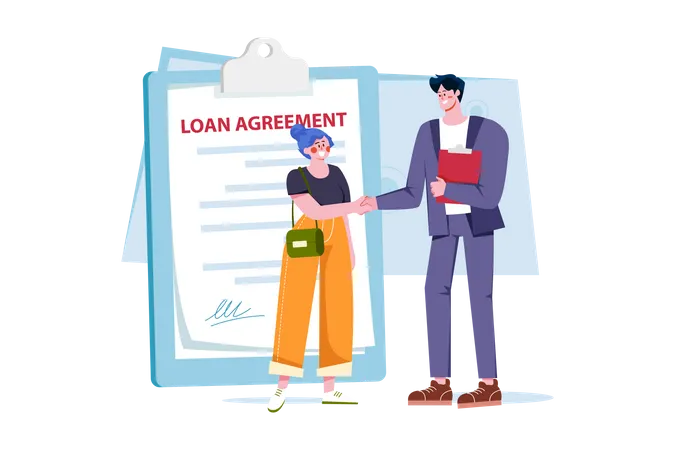 Man With The Loan Agreement  Illustration