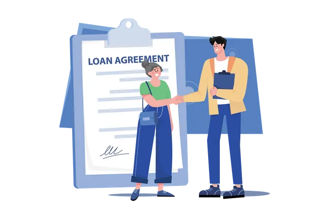 Man With The Loan Agreement Illustration