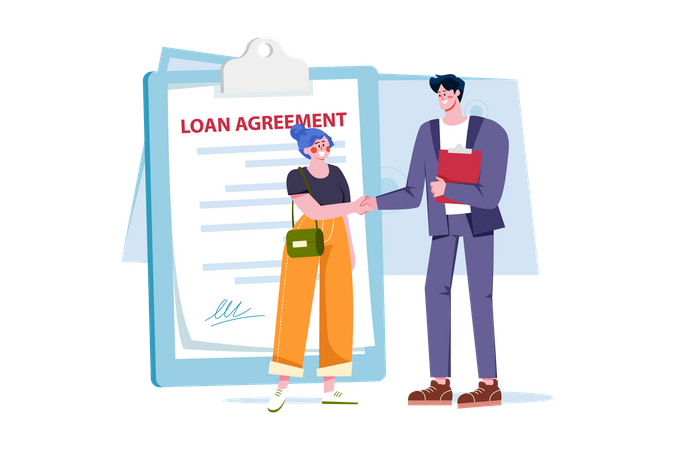 Man With The Loan Agreement  Illustration