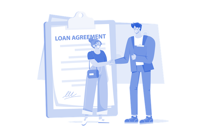 Man With The Loan Agreement  Illustration