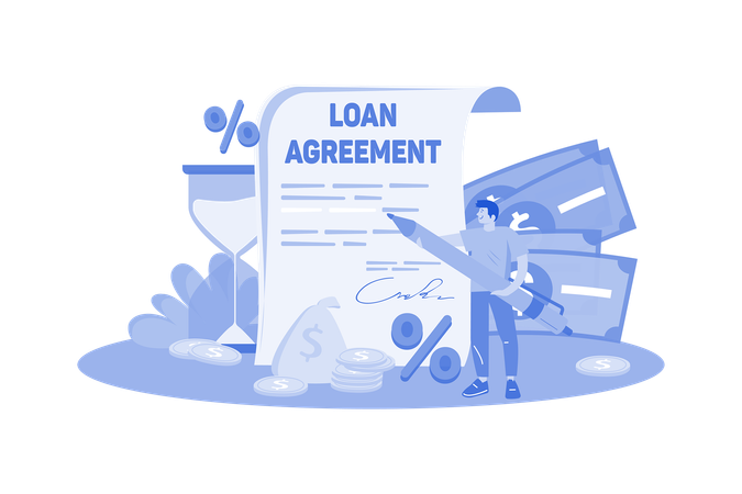 Man With The Loan Agreement  Illustration