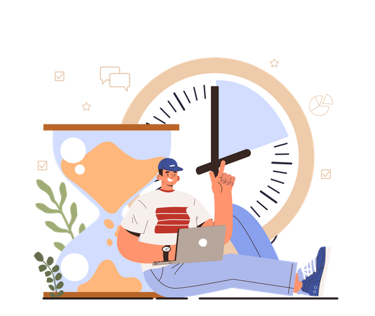 Man with time management  Illustration