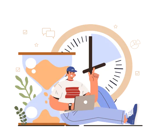 Soft Skills Concept Business People Or Employee With Time Management Skill Business People Work Time Or Project Planning Productive Day And Work Optimization Flat Vector Illustration Illustration