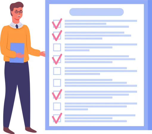 Man with to do list  Illustration