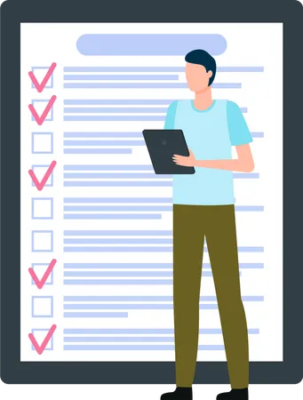 Man with to do list  Illustration