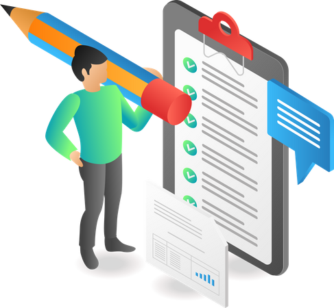 Man with to do list  Illustration