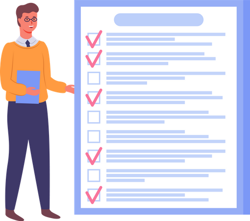 Man with to do list  Illustration