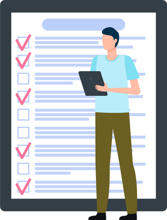 Man with to do list  Illustration
