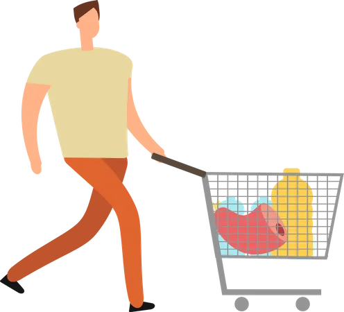 Man with trolley  Illustration