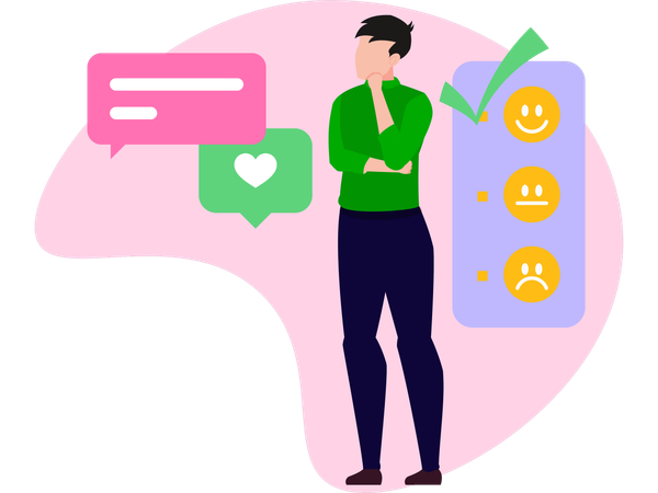 Man with Trustworthy platform review  Illustration