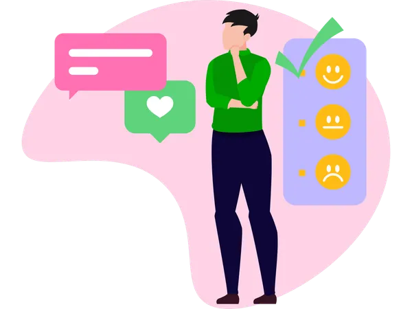 Man with Trustworthy platform review  Illustration