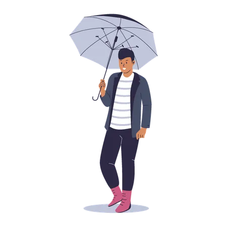 Man With Umbrella 일러스트레이션