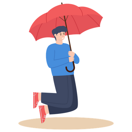 Man With Umbrella  Illustration