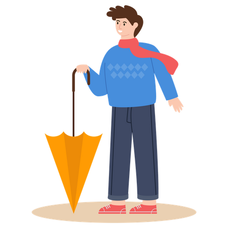 Man with umbrella  Illustration