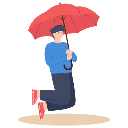 Man With Umbrella  Illustration