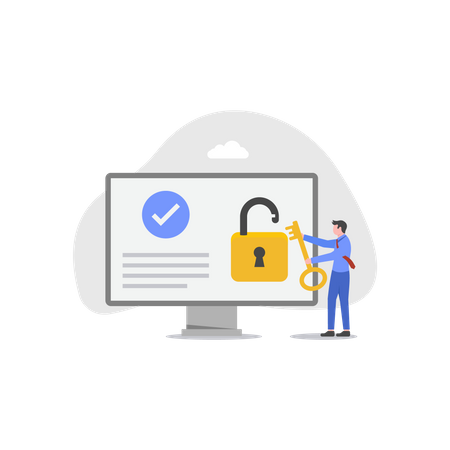 Man with Unlock privacy  Illustration