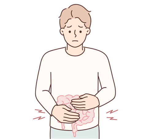 Man with upset stomach  Illustration