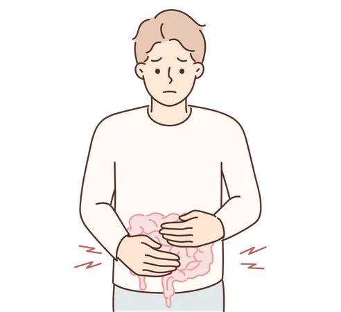 Man with upset stomach  Illustration