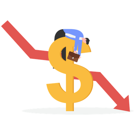 Man with US dollar crisis  Illustration