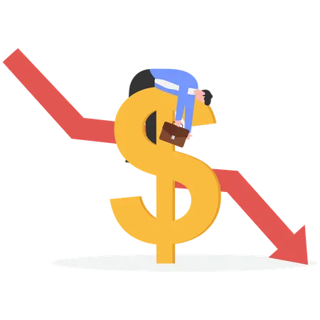 Man with US dollar crisis  Illustration