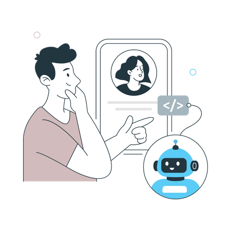Man with User Helper  Illustration