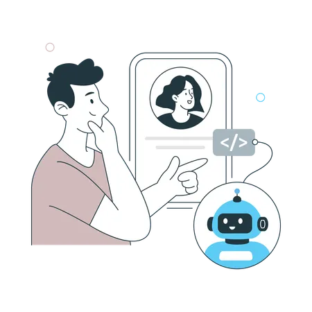Man with User Helper  Illustration
